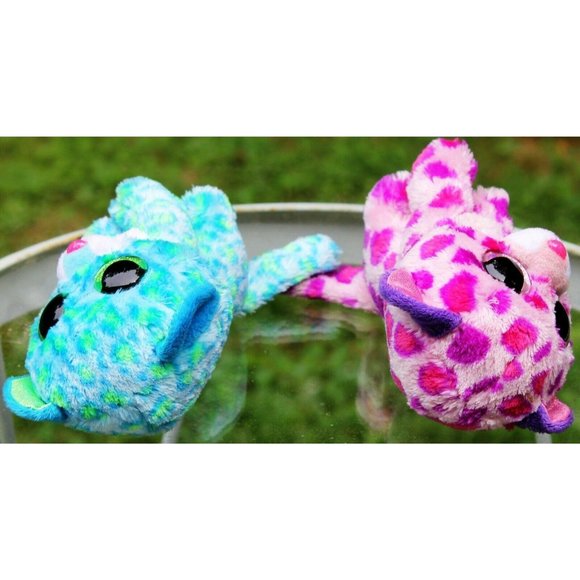 2 TY Beanie Boos Blue Pink Cat Leopard Leona Glamo - Picture 7 of 12